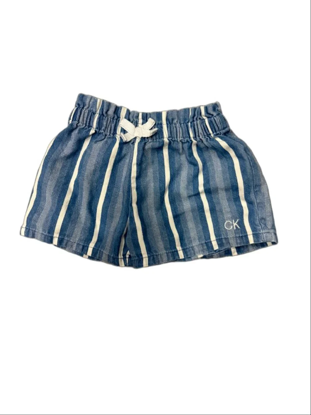 Calvin Klein Jeans Toddler Girls Blue & White Striped Shorts (Size 2T)